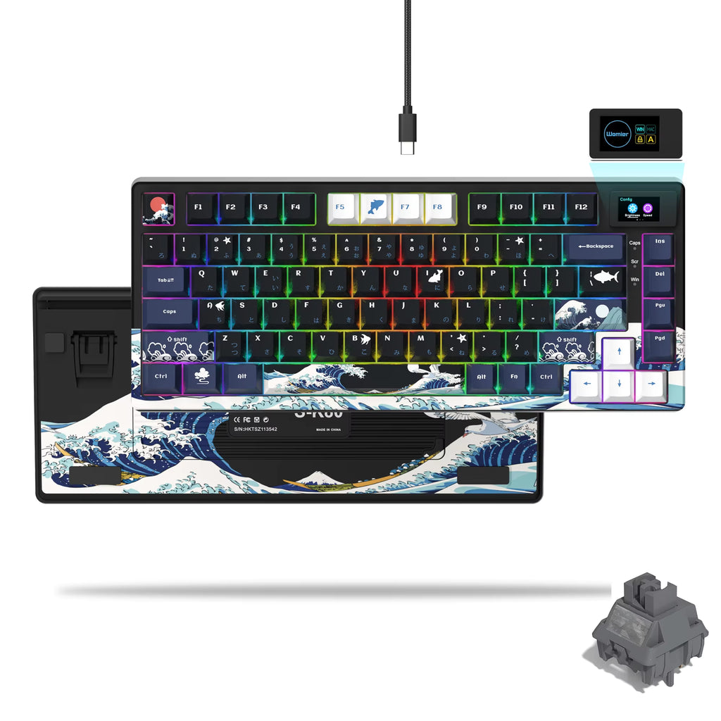 S-K80 75% Keyboard with Color OLED Display Mechanical Gaming Keyboard Hot Swap Keyboard Gasket Mount RGB Custom Keyboard