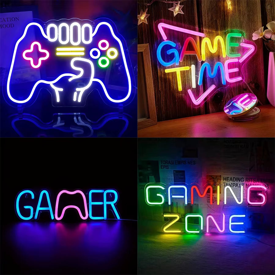 LED Neon Sign for Gamer Room Decor, Gaming Neon Sign for Boys Room Wall Decor, USB Powered Gamer Gifts for Teens