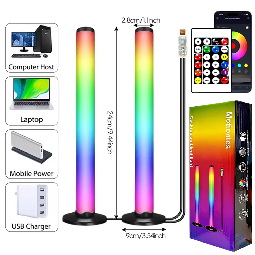 Smart Bluetooth LED Light Pilar Remote 360RGB Color Changing Tv backlight DIY Music Rhythm Festival Atmosphere Decor Gaming Light