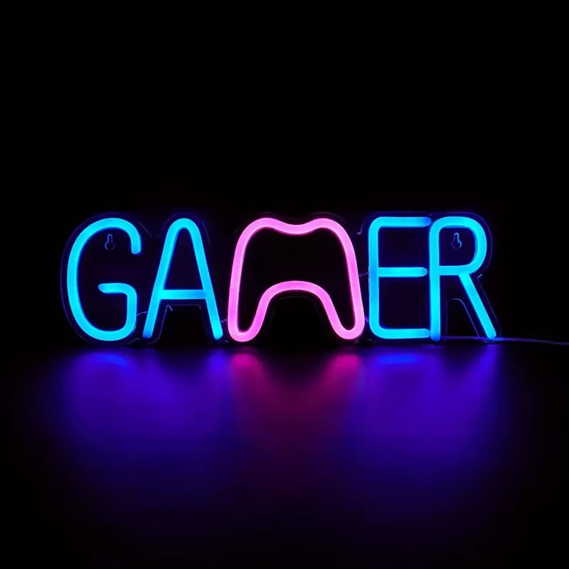 LED Neon Sign for Gamer Room Decor, Gaming Neon Sign for Boys Room Wall Decor, USB Powered Gamer Gifts for Teens