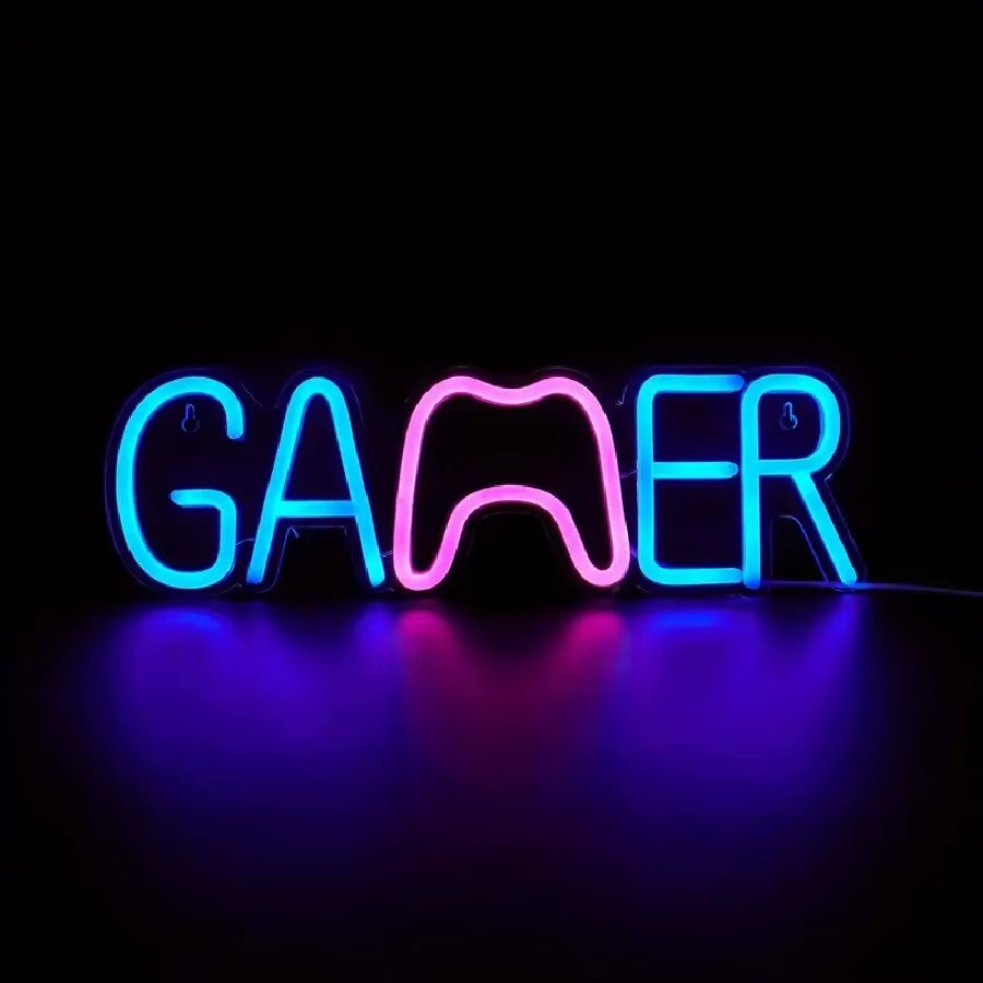 LED Neon Sign for Gamer Room Decor, Gaming Neon Sign for Boys Room Wall Decor, USB Powered Gamer Gifts for Teens